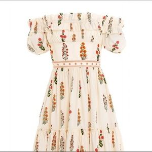 AGUA BY AGUA BENDITA Banana Dahlia-Embroidered Off-The-Shoulder Dress